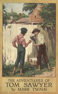 Schutzumschlag für Die Abenteuer von Tom Sawyer von Mark Twain (1835 - 1910), veröffentlicht 1910 (Farblithografie)