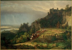 Kampf vor der Burg (Burg Drachenfels) von Worthington Whittredge