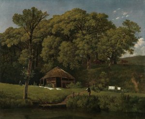 Eine Scheune am Ufer eines Baches in Gelderland von Wouter Johannes van Troostwijk