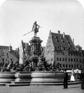 Neptunbrunnen, Nürnberg, Deutschland, um 1900