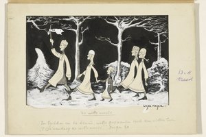 Henk, Anne, Hans, Noor und Elly marschieren durch den Schnee von Wybo Meijer (signed by artist)
