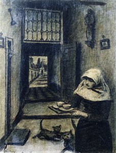 Nonne mit zwei Katzen