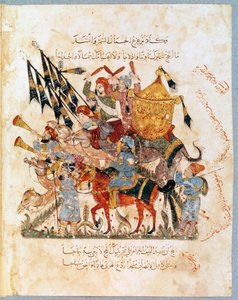 Karawane von Pilgern auf dem Weg nach Mekka. Miniatur aus dem „Maqamat“ von Abu Mohammed al-Kasim ibn Ali Hariri (1237)