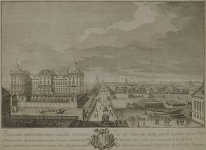 Ansicht der neu erbauten Kammern gegenüber den Anichkov-Toren in Sankt Petersburg, 1753 von Yakov Vasilyevich Vasilyev
