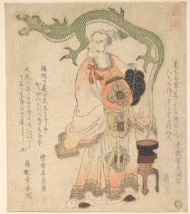 Chinesischer Weiser, der einen Drachen heraufbeschwört von Yashima Gakutei