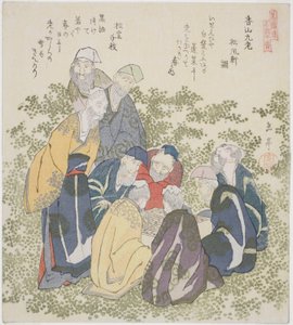 Die neun alten Männer des Berges Xiang, aus der Serie "Ein Satz von zehn berühmten Zahlen für den Katsushika-Kreis" von Yashima Gakutei