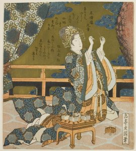 Zwei chinesische Frauen untersuchen Faden und ein Spinnennetz in einer Schachtel, aus der Serie "Diptychon für die Trommelgruppe"