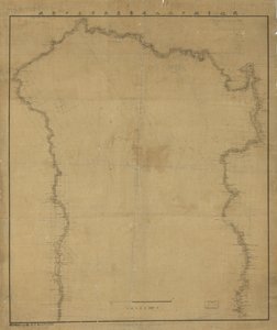 Relief durch Formlinien dargestellt. Mit Norden nach links oben ausgerichtet von Yasuaki Oka