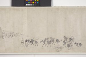 Hundert Esel transportieren Getreide, Handrolle, ca. 1700