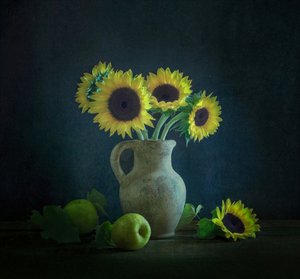 Sonnenblumen Grüne Äpfel