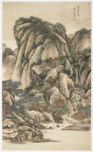 Herbstfarben zwischen Bächen und Bergen, aus einem Album mit 12 Blättern von Yongxi Jin