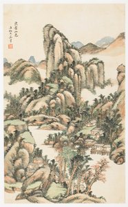 Bergfarbe auf dem Mount Liangchang, aus einem Album mit 12 Blättern von Yongxi Jin