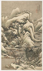 Schnee in der Bergvilla, aus einem Album mit 12 Blättern von Yongxi Jin