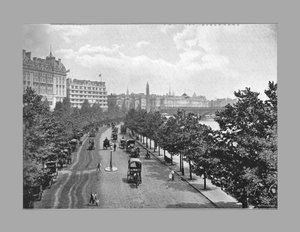 Das Themse-Ufer, vom Charing Cross Bahnhof, London, um 1900