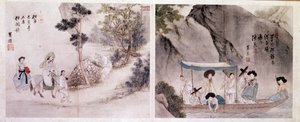 Koreanische Kunst: Spazier- und Bootsszene