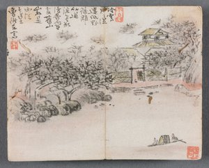 Miniaturalbum mit Figuren und Landschaft, Landschaft mit zwei Bootsmännern, 1822