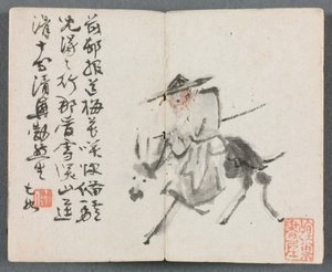 Miniaturalbum mit Figuren und Landschaft Alter Mann auf Esel, 1822