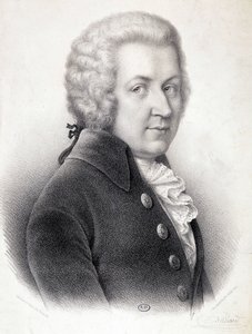 Porträtbüste von Wolfgang Amadeus Mozart (1756-1791) - von Belliard, Gravur von Zephirin Felix Jean Marius Belliard