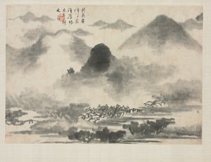 Landschaftsalbum in verschiedenen Stilen: Landschaft nach Mi Fei von Zha Shibiao