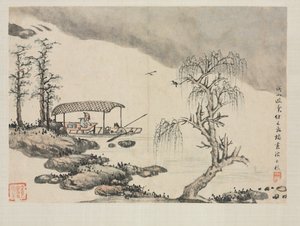 Landschaftsalbum in verschiedenen Stilen: Vergnügen in einem Bergbach von Zha Shibiao