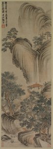 Leerer Pavillon und schneller Wasserfall, 1468 von Zhang Ning