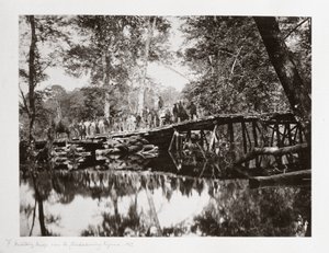 Eine Militärbrücke über den Chickahominy, Virginia, USA, ca. 1862