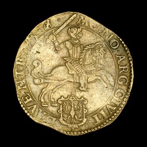 Antike Münze mit Ritter zu Pferd