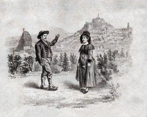 Auvergnats tanzen den Stuffing in Puy en Velay, Frankreich. um 1900 (Gravur) von . .