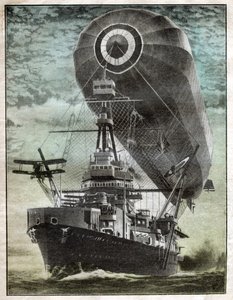 Britische Brustplatte, Luftschiff und Flugzeug. Kriegsschiffprojekt