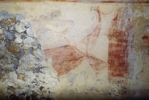 Charons Boot, Fresko, Grab der Blauen Dämonen, Nekropole von Tarquinia (UNESCO-Welterbeliste, 2004), Latium, Italien, etruskische Zivilisation, 5. Jahrhundert v. Chr.