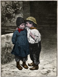 Diskussion der Kinder. 1901 (Gravur) von . .