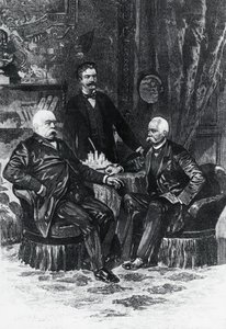 Konferenz zwischen Otto von Bismarck (1815-1898) und Francesco Crispi (1819-1901) in Friedrichsruhe, Oktober 1887, Deutschland von William Walcutt