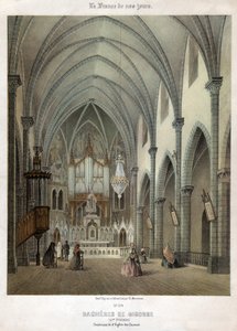 Innenraum der Karmeliterkirche in Bagnères-de-Bigorre. ca. 1870 (Gravur) von . .