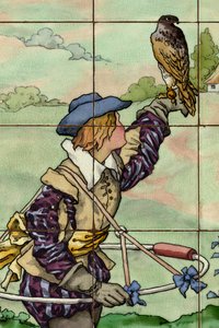 Innenansicht, Fliesenpanel, Maler Furcy Ernest Tondeur, Ausführung Boch Frères La Louvière, zweites Panel, Detail von . .