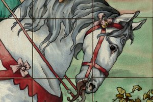 Innenansicht, Fliesenpaneel, zweites Paneel (Detail) von . .