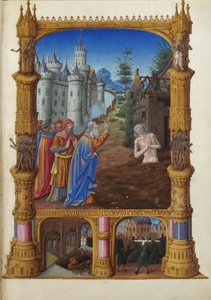 Les Très Riches Heures des Herzogs von Berry, Folio 82r - Hiob wird von seinen Freunden verspottet von Unbekannt 2321