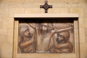Orval Trappistenabtei, Belgien. Kirche. Kreuzweg. 11. Station von . .