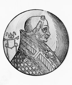Porträt von Bonifatius II. (gestorben 532), 55. Papst der katholischen Kirche ab 530, Kupferstich