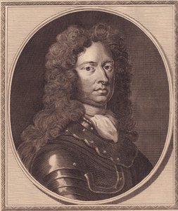 Porträt des englischen Soldaten Thomas Tollemache (ca. 1651-1694), Kupferstich von John Goldar (1729-1795) nach einem Gemälde von G. Kneller