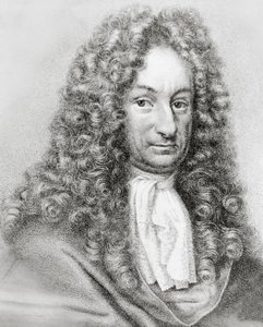 Porträt von Gottfried Wilhelm von Leibniz (1646-1716), deutscher Mathematiker, Philosoph und Wissenschaftler, Gravur