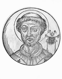 Porträt von Heiliger Anastasius I. (Anastasio de Massimi, gestorben 401), 39. Papst der katholischen Kirche ab 399, Kupferstich