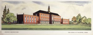 Eisenbahnarchitektur: die Schule des Transports, Derby, frühe 1950er von Frederick (attr. to) Barnard