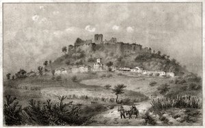 Ruinen des Schlosses von Preny, Lothringen (Gravur)