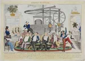 Rasieren mit Dampf, ca. 1810 von Frederick (attr. to) Barnard