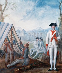 Uniformen der französischen Infanterie während des Amerikanischen Unabhängigkeitskrieges, Gouache von Nicolas Hoffmann, USA