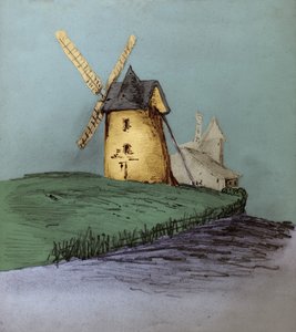 Windmühle in der Normandie, Frankreich. circa 1830 (Illustration)