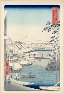Flussufer bei Sukiya in Edo (Tōto Sukiya-gashi), aus der Serie Sechsunddreißig Ansichten des Berges Fuji