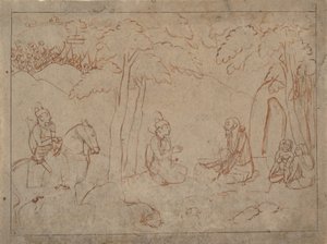 Rama und Lakshmana besuchen die Einsiedelei eines Asketen, ca. 1775-80