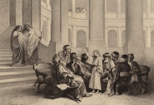 Jesus inmitten der Schriftgelehrten von after Albert Robida