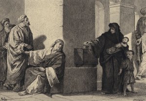 Das Scherflein der Witwe von after Albert Robida